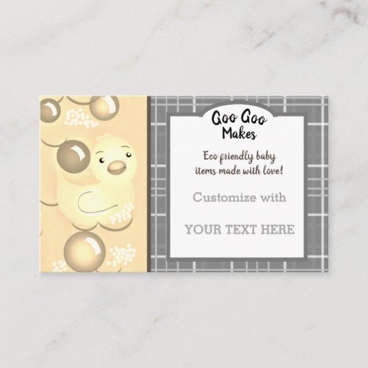 ベビー/子供部屋/ゴムダッキー（アヒルちゃん）中性線 名刺 (正面)