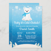 ベビー、寒い外の寒い白熊の少年のベビーシャワー 招待状 (正面/裏面)
