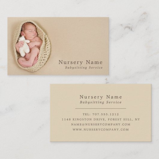 ベビー&生まれたばかりのテディ、ベビーシッター、デイケア、子供部屋 名刺 (正面/裏面)