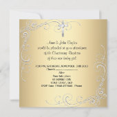 ベビー 男の子 女の子 ゴールド クリーム 説教 洗礼 十字架 招待状 (裏面)