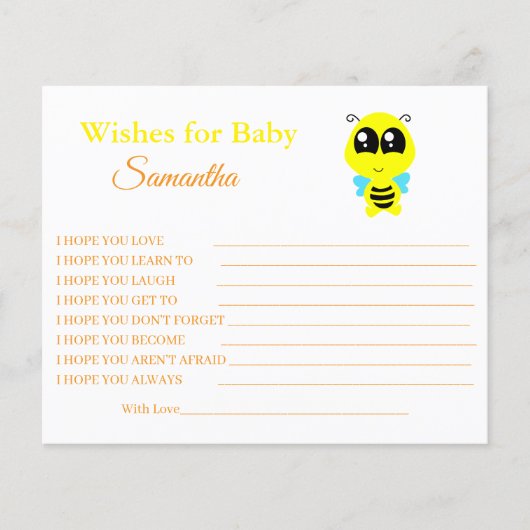 ベビー、蜂、赤ちゃんシャワーカードフライヤーへの願い チラシ (正面)