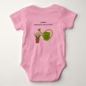 ベビー「警告の！興奮すると私は植物を湿らせた」 ベビーボディスーツ (裏面)