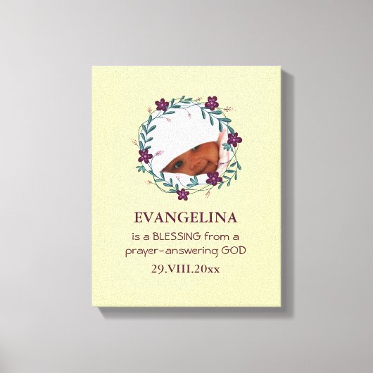 ベビー |賛美は神から |リース |写真保存 キャンバスプリント (正面)