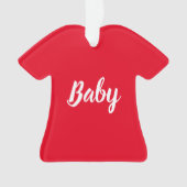 "ベビー"赤い白のクリスマス オーナメント (正面)