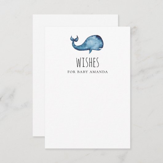 ベビー。青いクジラ。かわいい動物のアドバイス エンクロージャーカード (正面/裏面)