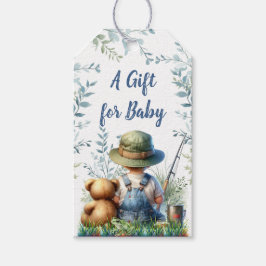 ベビー | 魚釣りベビーとテディベア ギフトタグ