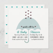 ベビー& CO青とピンクのベビーシャワースプリンクパーティー 招待状 (正面/裏面)