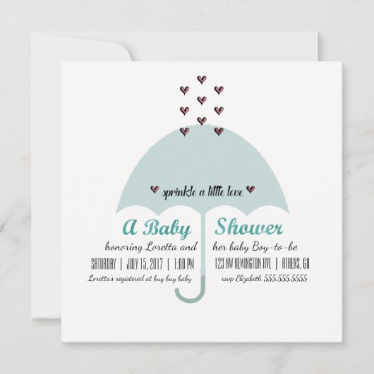 ベビー& CO青とピンクのベビーシャワースプリンクパーティー 招待状 (正面)