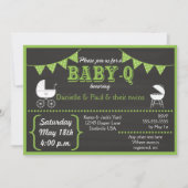 ベビー-Qシャルクボードグリーンベビーシャワー招待状 招待状 (正面)