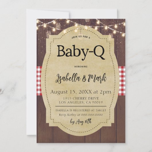 ベビー-Qバーベキューベビーシャワー 招待状 (正面)