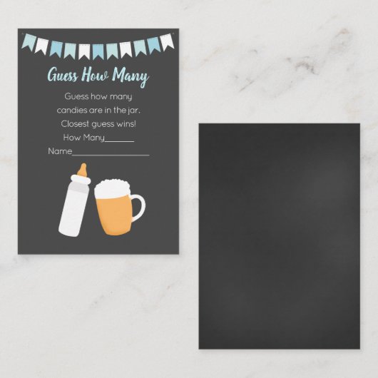 ベビー-Qビールカップル男の子のシャワーはいくつだと推測 エンクロージャーカード (正面/裏面)