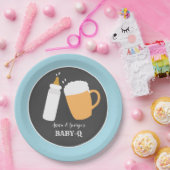 ベビー-Qビールバーベキュー共同シャワープレート – 青 ペーパープレート (パーティー)