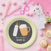 ベビー-Qビールバーベキュー共同シャワープレート – 黄色 ペーパープレート (パーティー)