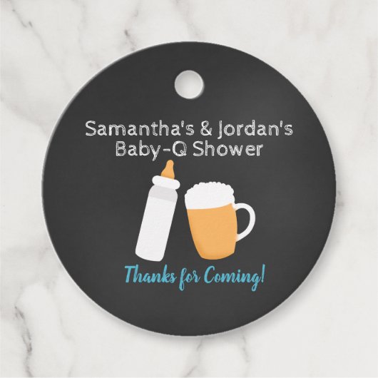 ベビー-Qボーイベビーシャワービールボトルラウンド フェイバータグ (正面)