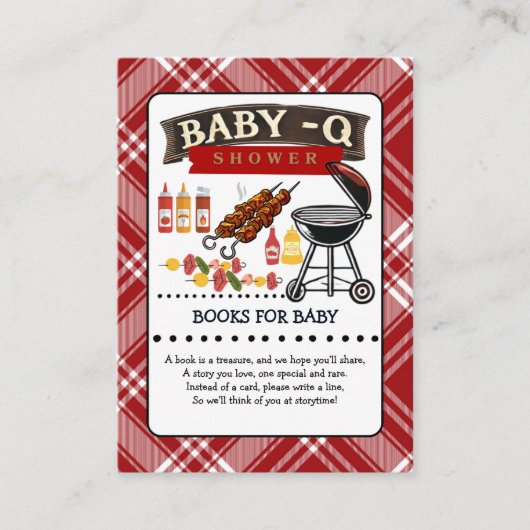 ベビー-Q赤市松模様にと黒グリル赤ちゃんシャワー エンクロージャーカード (正面)