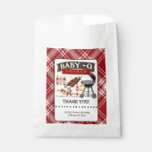 ベビー-Q赤市松模様にと黒グリル赤ちゃんシャワー フェイバーバッグ (正面)