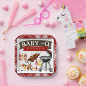 ベビー-Q赤市松模様にと黒グリル赤ちゃんシャワー ペーパープレート (パーティー)