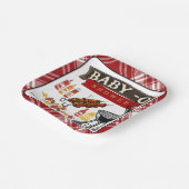 ベビー-Q赤市松模様にと黒グリル赤ちゃんシャワー ペーパープレート (傾斜あり)