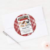 ベビー-Q赤市松模様にと黒グリル赤ちゃんシャワー ラウンドシール (封筒)