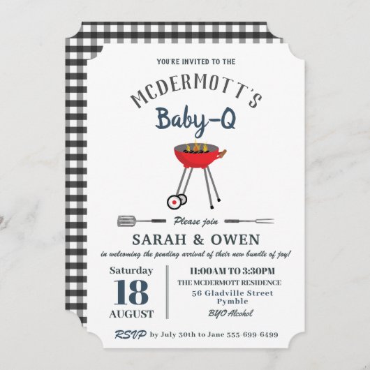 ベビー-Q BBQパーティーバックヤードバーベキューベビーシャワー  招待状 (正面/裏面)