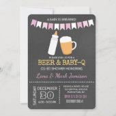 ベビー-Q BBQビールシャワーコエッドガールピンク 招待状 (正面)