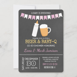 ベビー-Q BBQビールシャワーコエッドガールピンク 招待状