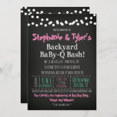 ベビー-Q BBQベビーガールシャワー招待状ブックカード 招待状 (正面/裏面)