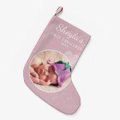 ベビー`s初めてのクリスマスピンクハート写真 スモールクリスマスストッキング (正面 (吊り時))