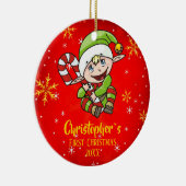 ベビー`s初めてのクリスマス小妖精や小人キャンディーサトウキビレッド セラミックオーナメント (右)