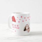 ベビー`s初めてのクリスマスSanta Hatスノーフレーク写真 コーヒーマグカップ (正面左)