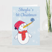 ベビー˙s第1回クリスマスかわいい雪だるまスノーフレーク シーズンカード (正面)