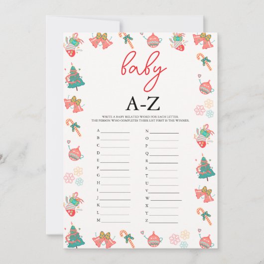 ベビーA-Zゲームクリスマスベビーシャワーカード シーズンカード (正面)