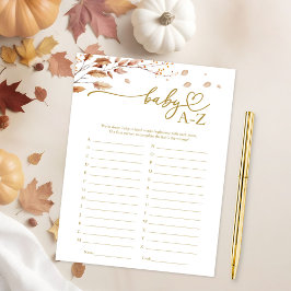 ベビーA-Zゲーム秋ベビーシャワー 招待状