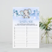 ベビーABC赤ちゃんシャワーゲームブルーエレファント (スタンド正面)