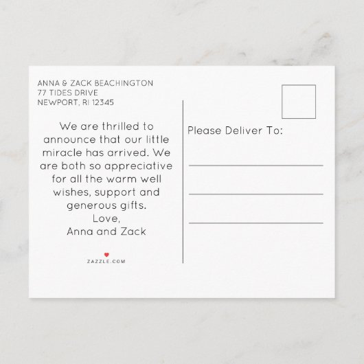 *~*ベビーAP79写真生まれたばかりの生誕発表 案内ポストカード (裏面)