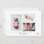 ベビーB&Wピンク写真ウェルカム誕生のお知らせ 招待状 (裏面)