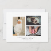 ベビーB&W青い写真ウェルカム誕生のお知らせ 招待状 (裏面)