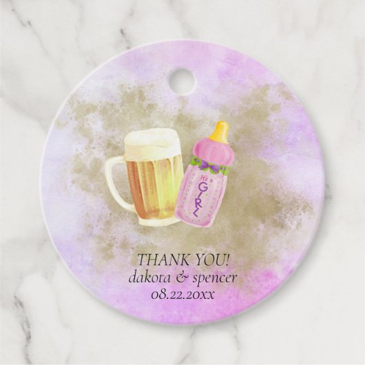 ベビーBBQとビール |屋外シャワーテーマ フェイバータグ (正面)