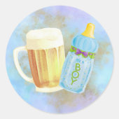 ベビーBBQとビール |屋外シャワーテーマ ラウンドシール (正面)