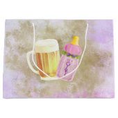 ベビーBBQとビール |屋外シャワーテーマ ラージペーパーバッグ (正面)