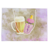 ベビーBBQとビール |屋外シャワーテーマ ラージペーパーバッグ (裏面)