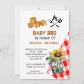 ベビーBBQカップルベビーシャワーテーマ招待状 招待状 (正面)