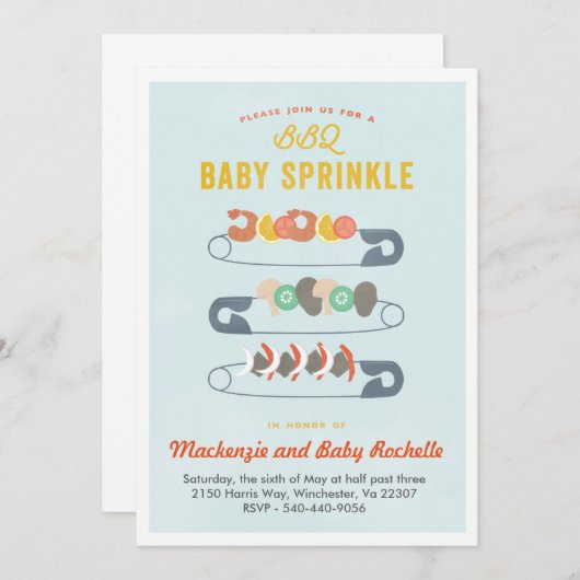ベビーBBQ 招待状 (正面/裏面)