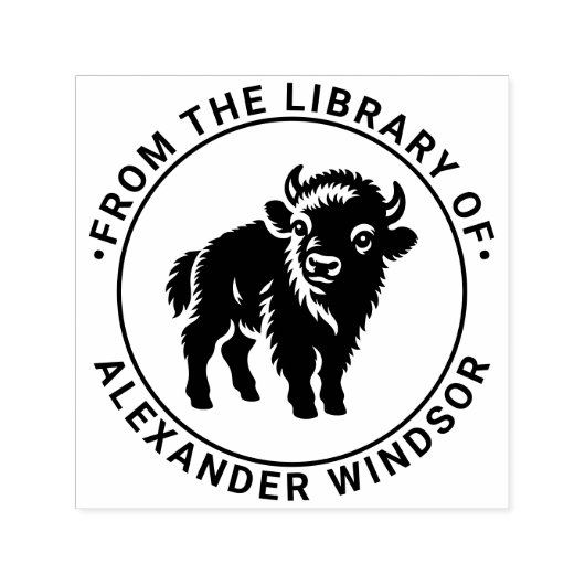 ベビーBison Standing Library Book Name #2 セルフインキングスタンプ (デザイン)