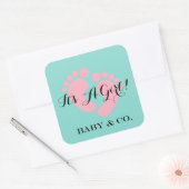 ベビーCOブルーピンク女の子か男の子のリビールパーティー スクエアシール (封筒)