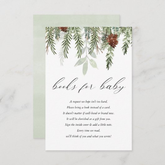 ベビーeの冬の素朴な緑の松の木の本 エンクロージャーカード (正面/裏面)