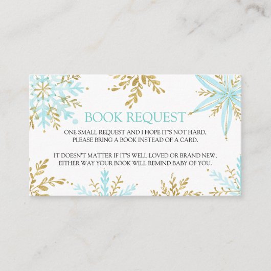 ベビーEnclo用の小さなスノーフレークの赤ちゃんシャワーの本 エンクロージャーカード (正面)