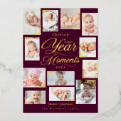 ベビーFirst Year in Moments写真ミニマルコラージュ 箔シーズンカード (正面)