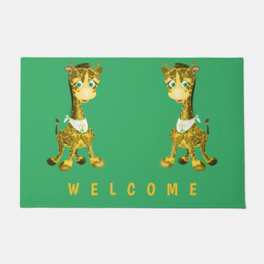 ベビーGiraffes Doormat – ようこそ ドアマット (正面)