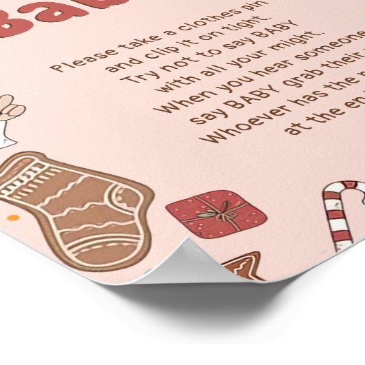 ベビーGroovyクリスマスベビーシャワーゲームと言わない ポスター (角)